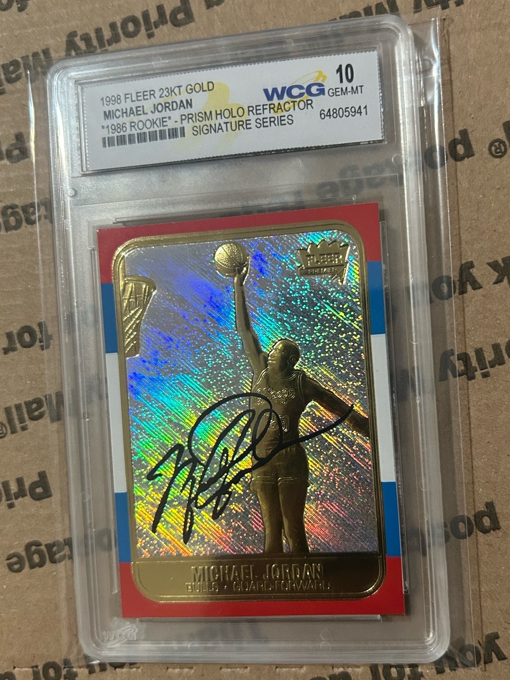 WCG 10 Michael Jordan ‘98 Fleer 23KT Gold Refractor “1986 Rookie” Card SN: 34191